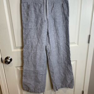 Athleta Cabo Linen Wide Leg Trouser Gray 6